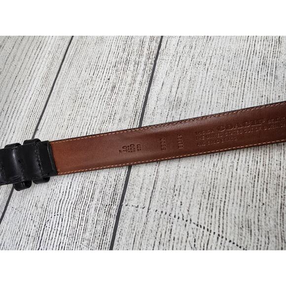 Coach Belt 40” Black Burnished Cowhide Leather Unisex 5800 Brass Buckle Gold - Picture 7 of 7